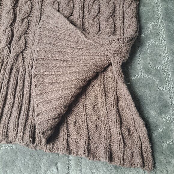 Free People Easy V Oversized Sweater WOMENS Size S COCOA CHUNKY CABLE KNIT COMFY - Picture 6 of 11